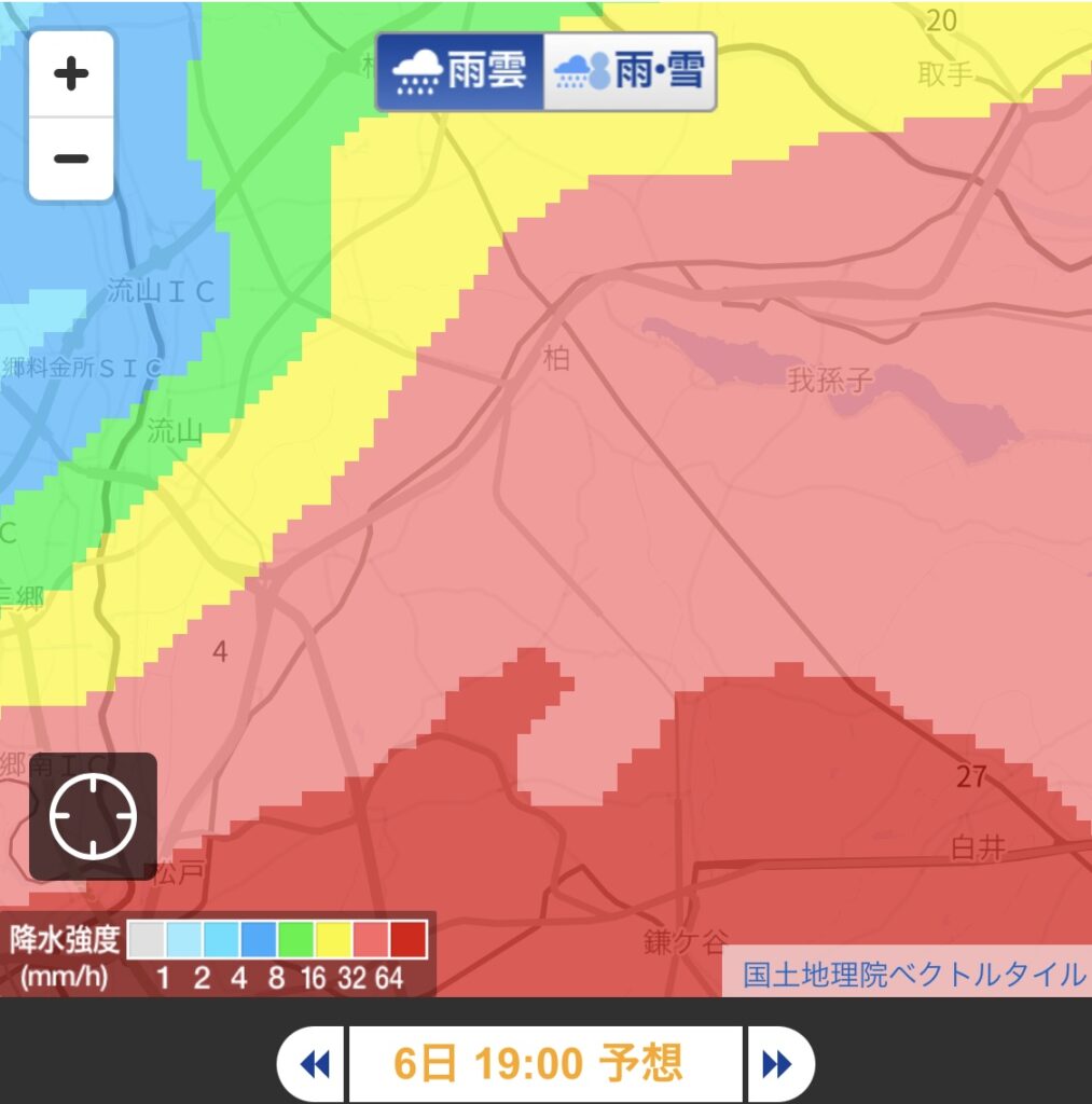 雨雲レーダーの画像